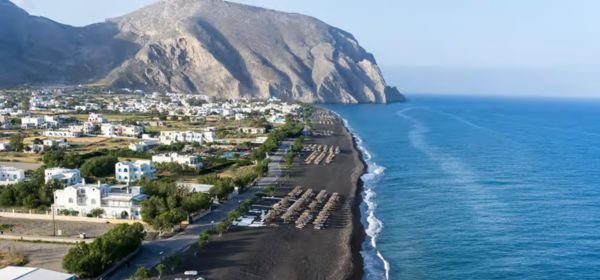 Enjoy Perissa Beach with black sand Santorini (1)