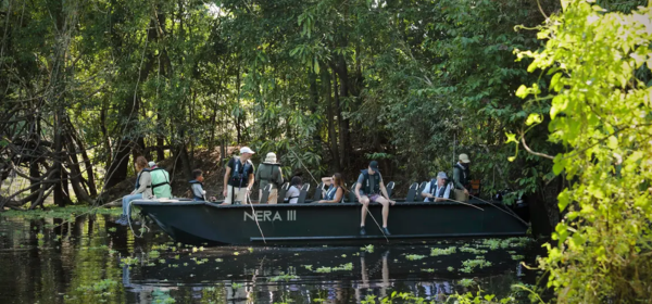 fantastic boat trip on Amazon River and fish piranhas